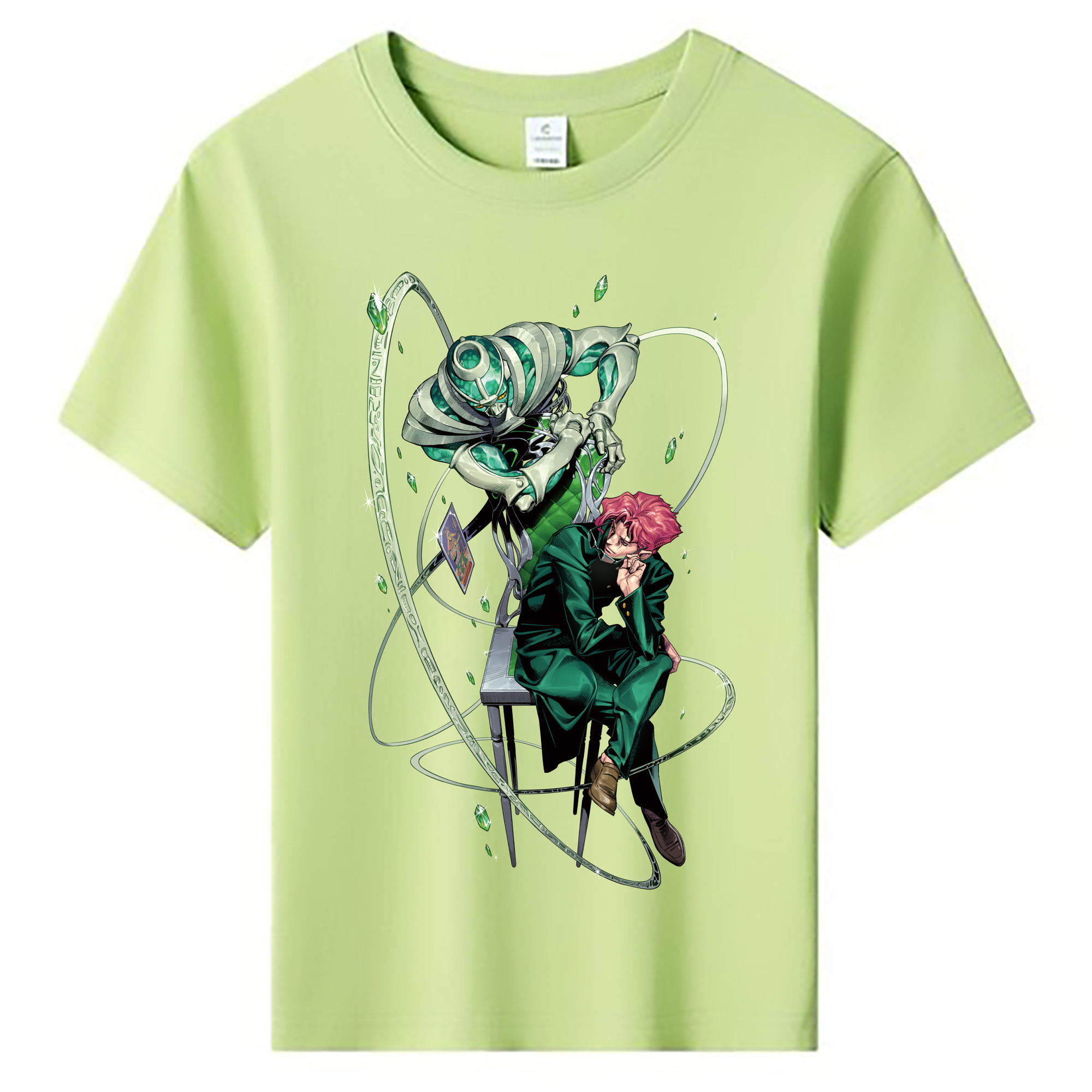 （画像用） ジョジョの奇妙な冒険 花京院 典明（かきょういん のりあき） JoJo's Bizarre Adventure Kakyoin Noriaki 綿100％キッズTシャツ（フロントプリント）